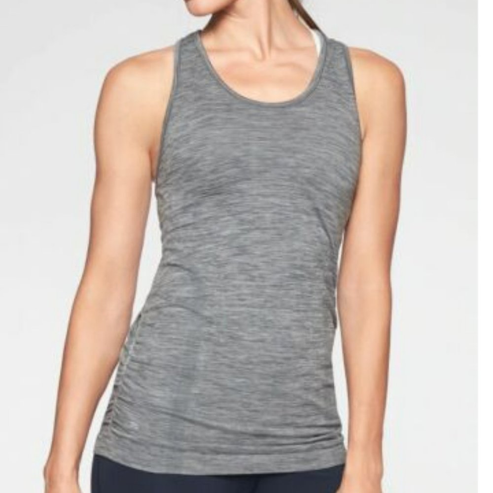 Athleta Speedlight Heather Tank Size M Racerback Ruched - Picture 7 of 8